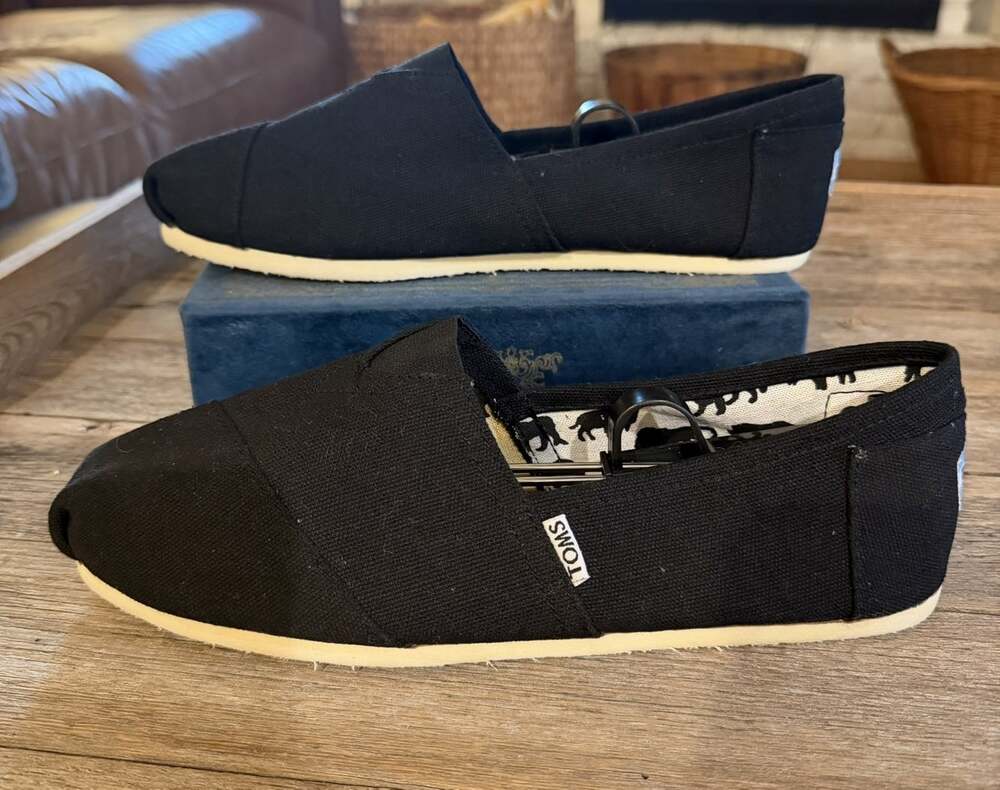 TOMS Classic Alpargata Black Canvas Slip On Shoes Men’s Size 13
